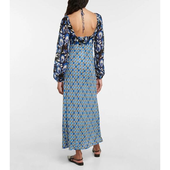 RIXO Jeanie Floral-Appliquéd Printed Crepe Midi Dress - UK 6 - Picture 3 of 7